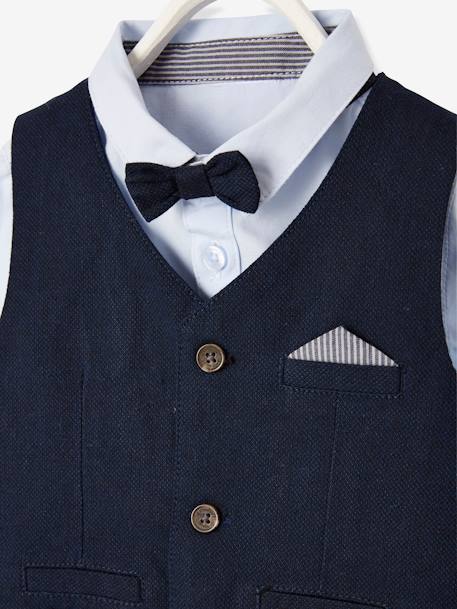 Feestelijke set jongensbaby vest + overhemd + vlinderdas + broek Inkt - vertbaudet enfant 
