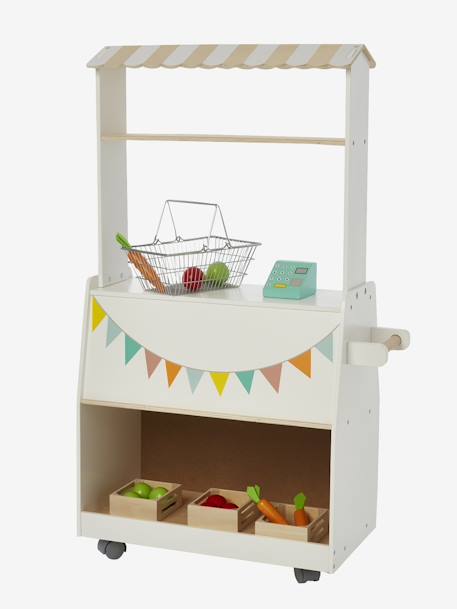 Kraam + fruit en groenten van hout BEIGE/WIT - vertbaudet enfant 