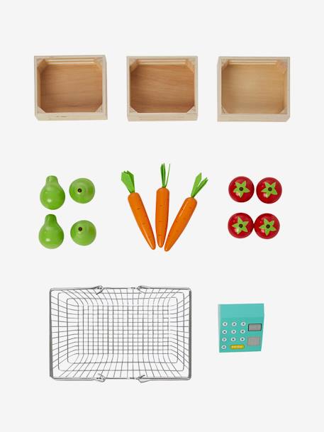 Kraam + fruit en groenten van hout BEIGE/WIT - vertbaudet enfant 