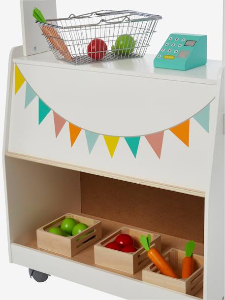 Kraam + fruit en groenten van hout BEIGE/WIT - vertbaudet enfant 