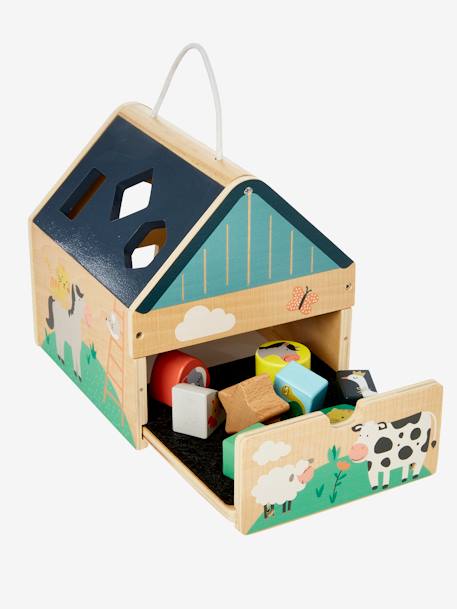 Huis van houten vormpjes groen+meerkleurig - vertbaudet enfant 