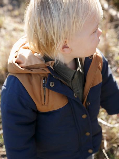 3-in-1-parka voor jongensbaby met afneembaar vest dennen+Inkt - vertbaudet enfant 