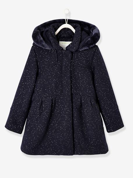 Meisjesjas van wol MARINE GRIJS+PURPER - vertbaudet enfant 