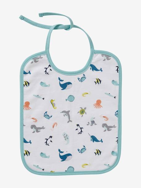 Set van 7 babyslabbetjes VERTBAUDET met decor zeedieren Prints op witte achtergrond - vertbaudet enfant 