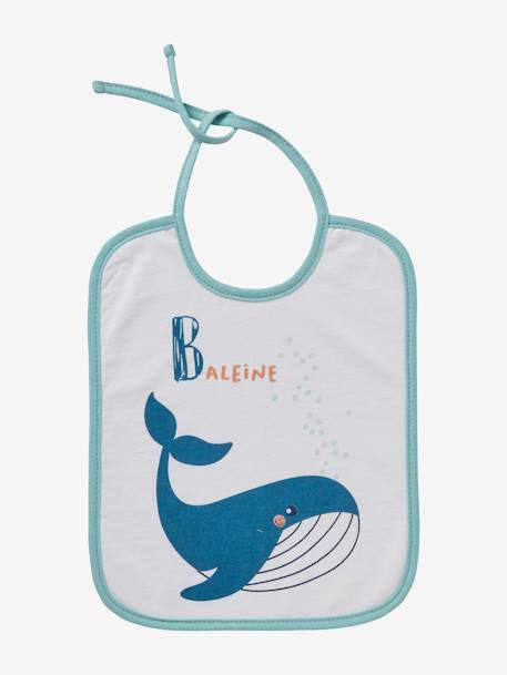 Set van 7 babyslabbetjes VERTBAUDET met decor zeedieren Prints op witte achtergrond - vertbaudet enfant 