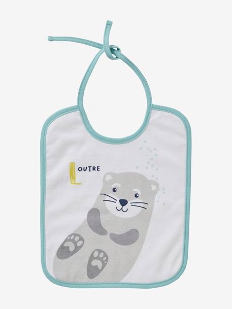 Set van 7 babyslabbetjes VERTBAUDET met decor zeedieren Prints op witte achtergrond - vertbaudet enfant 