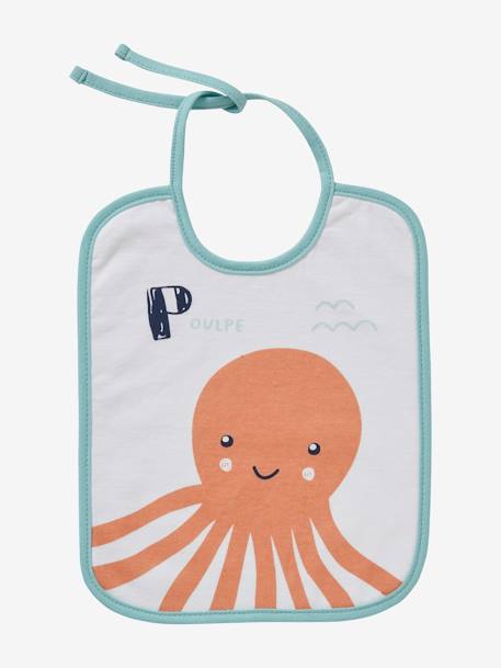 Set van 7 babyslabbetjes VERTBAUDET met decor zeedieren Prints op witte achtergrond - vertbaudet enfant 