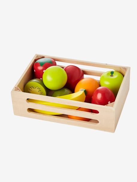 Houten krat met houten fruit voor het diner meerkleurig - vertbaudet enfant 