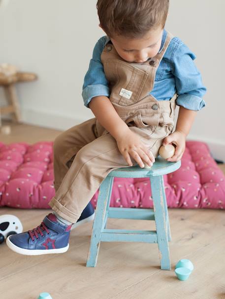 Hoge leren sneakers jongensbaby Marineblauw - vertbaudet enfant 