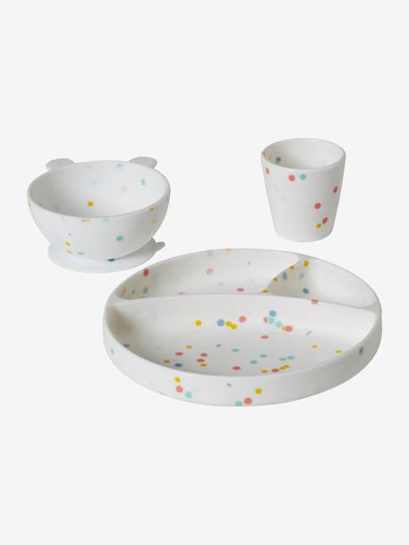 Maaltijdkoffer van silicone set met print+setje babyblauw+veel groen - vertbaudet enfant 