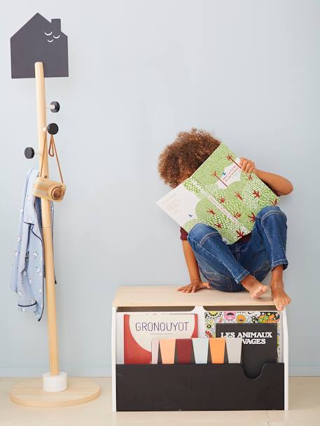 Kist voor boeken en speelgoed SERIE SCHOOL wit - hout - leisteen - vertbaudet enfant 