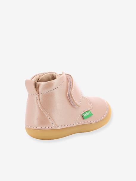 Leren laarsjes meisjesbaby Sabio KICKERS® 1ers pas metaalroze+roze, bedrukt - vertbaudet enfant 