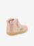 Leren laarsjes meisjesbaby Sabio KICKERS® 1ers pas metaalroze+roze, bedrukt - vertbaudet enfant 