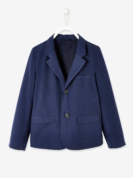 Feestelijk jasje voor jongens van katoen/linnen blauw+donker marineblauw+lichtbeige+saliegroen - vertbaudet enfant 