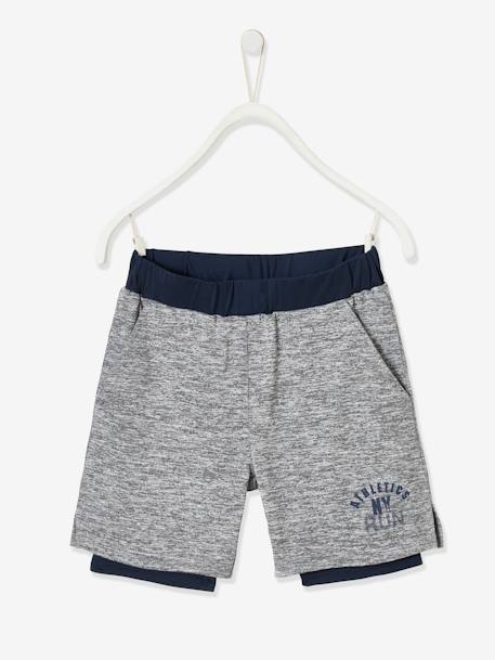 Sportieve set voor jongens met T-shirt en bermuda 2-in-1 effect inkt - vertbaudet enfant 