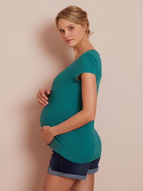 Tunesisch zwangerschaps- en borstvoedingsshirt donkere blush+mosgroen+zwart - vertbaudet enfant 