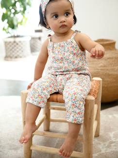 -Set jumpsuit en haarband babymeisje van molton