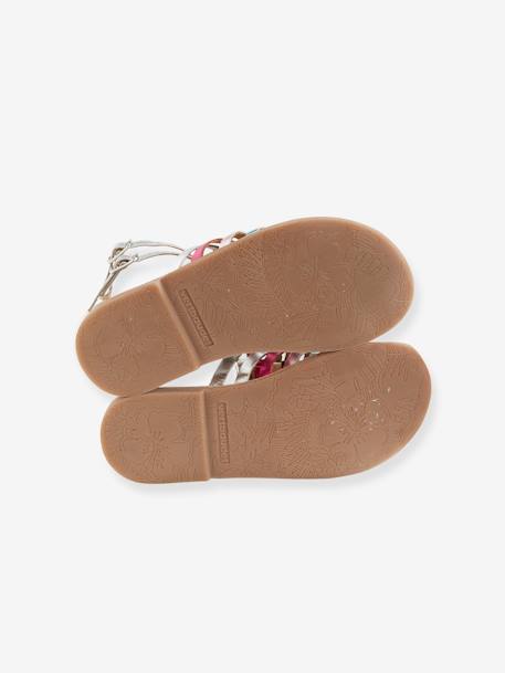 Hoge leren sandalen voor meisjes goud+MEERKLEURIG ZILVER+ZWART - vertbaudet enfant 