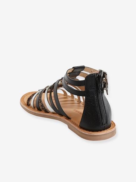 Hoge leren sandalen voor meisjes goud+MEERKLEURIG ZILVER+ZWART - vertbaudet enfant 