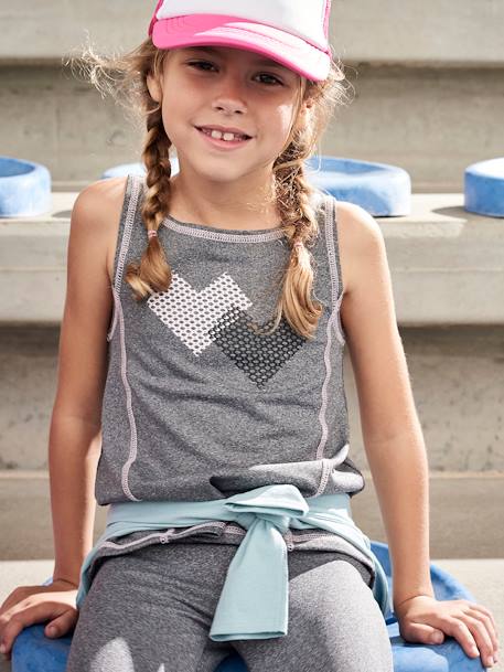 Sportset met onderhemd + legging van technisch materiaal Gechineerd donkergrijs - vertbaudet enfant 