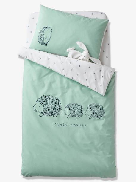 Dekbedovertrek baby bio collection LOVELY NATURE groen/ivoor - vertbaudet enfant 