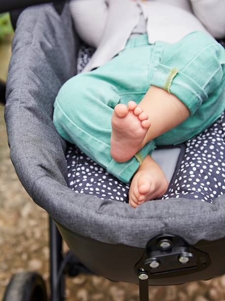 Omkeerbare bescherming van twee soorten materiaal voor zitting kinderwagen ivoor/antraciet - vertbaudet enfant 