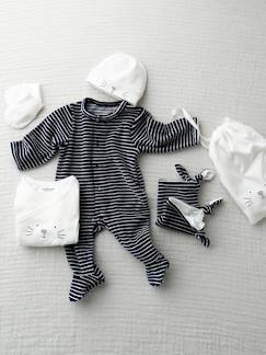 Baby-Geboorteset 5 items gestreept kat en tas