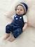 Set baby hoedje, romper en salopette Wit/blauw - vertbaudet enfant 