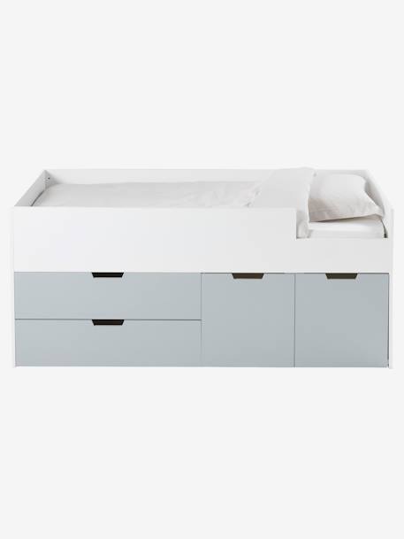 Halfhoog bed XL LIGNE PASSE-PASSE wit - grijs - vertbaudet enfant 