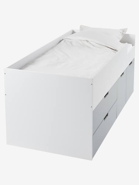 Halfhoog bed XL LIGNE PASSE-PASSE wit - grijs - vertbaudet enfant 