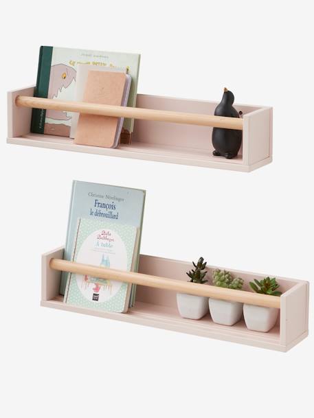 Set van 2 boekenkastjes GROEN+ROZE+WIT/HOUT - vertbaudet enfant 