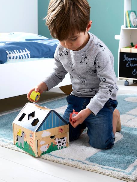 Huis van houten vormpjes groen+meerkleurig - vertbaudet enfant 