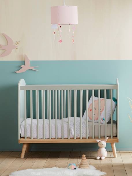 Babybed met spijlen CONFETTI groen+Wit - vertbaudet enfant 