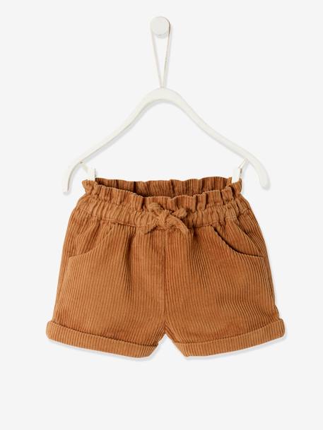 Corduroy short voor meisjesbaby hazelnoot+marineblauw - vertbaudet enfant 