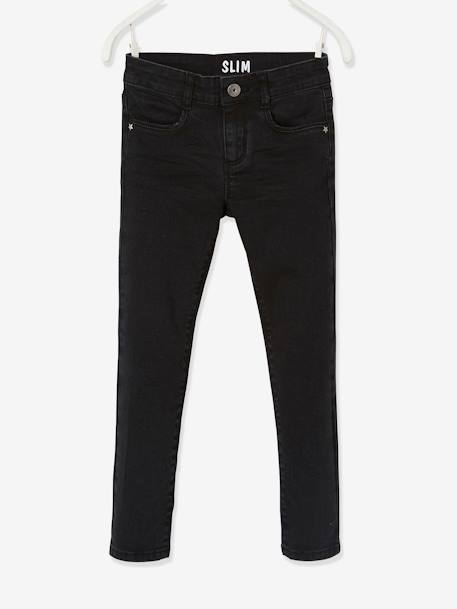 Slim fit jeans Morphologik 'waterless' meisjes heupomtrek SMALL zwart denim - vertbaudet enfant 