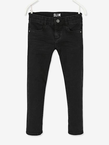 Slim fit jeans Morphologik 'waterless' meisjes heupomtrek LARGE zwart denim - vertbaudet enfant 