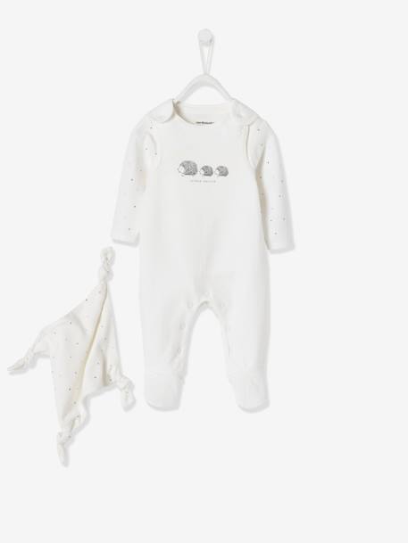 Set boxpakje + romper + knuffel van biologisch katoen ivoor - vertbaudet enfant 