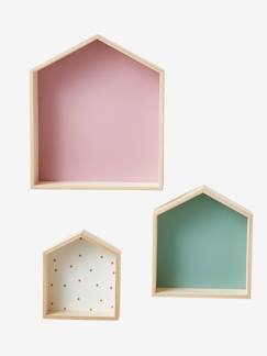 Linnengoed en decoratie-Decoratie-Set van 3 houten huisplanken