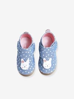 Schoenen-Slofjes met klittenband van chambray voor baby's