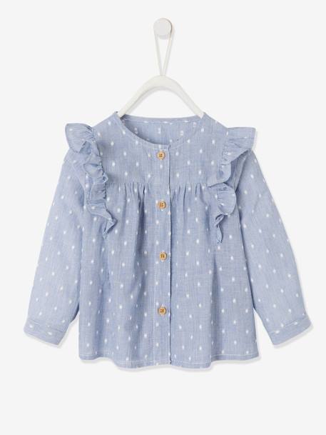 Blouse met ruches baby meisje gestreept indigo - vertbaudet enfant 