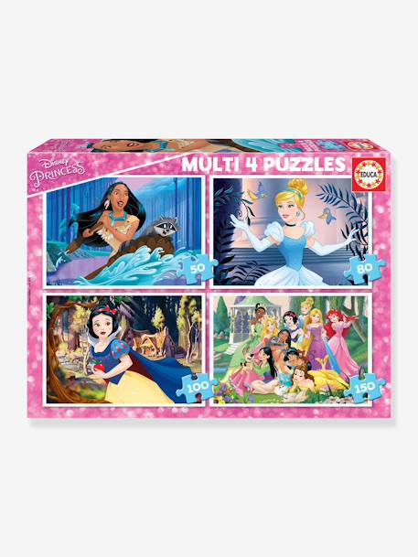 Set met 4 puzzels van 50 tot 150 stukjes Disney® Prinsessen EDUCA roze - vertbaudet enfant 