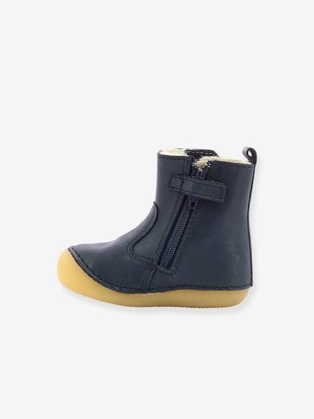 Leren laarzen Socool Cho KICKERS® 1e stappen voor jongensbaby's camelkleurig+marineblauw - vertbaudet enfant 