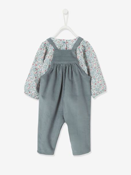 Set fluwelen blouse en overall voor meisjesbaby hemelsblauw - vertbaudet enfant 