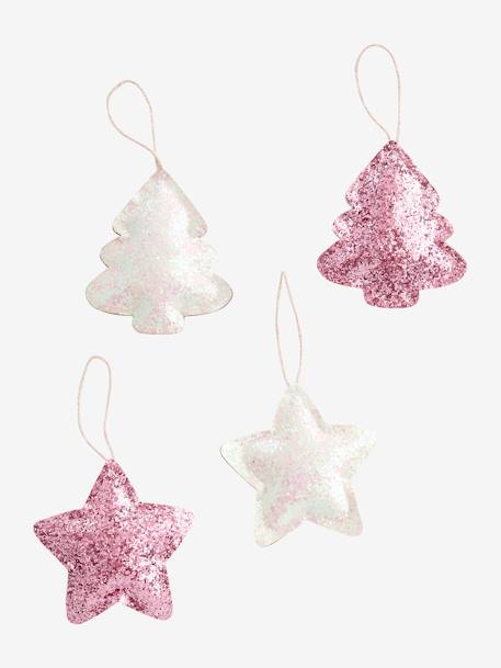 Set met 4 glitterkerstversieringen ROZE - vertbaudet enfant 