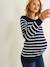 Gestreept shirt voor zwangerschap en borstvoeding gestreept inktzwart+ivoor gestreept - vertbaudet enfant 
