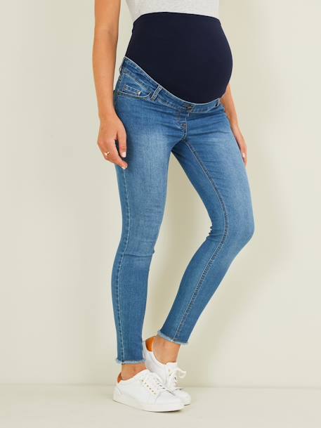 Slim fit zwangerschapsbroek met scheuren 7/8 Denim blauw - vertbaudet enfant 