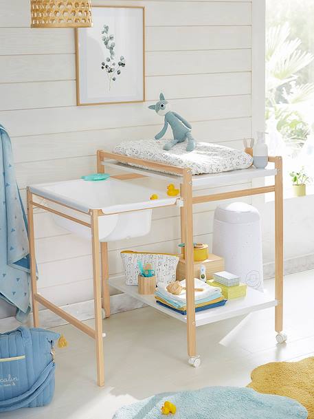 Luiertafel met geïntegreerd badje MagicTub VERTBAUDET NATUREL/WIT+WIT - vertbaudet enfant 