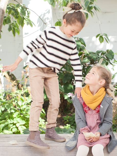 Laarsjes met elastiek en rits voor meisjes MARINEBLAUW+TAUPE - vertbaudet enfant 