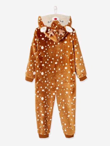 Onesie 'Kerstrendier' meisje pluche-effect Bruin met print - vertbaudet enfant 