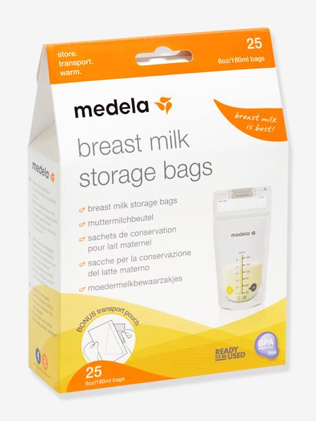 Doos van 25 borstmelkbewaarzakken Pump & Save MEDELA TRANSPARANT - vertbaudet enfant 